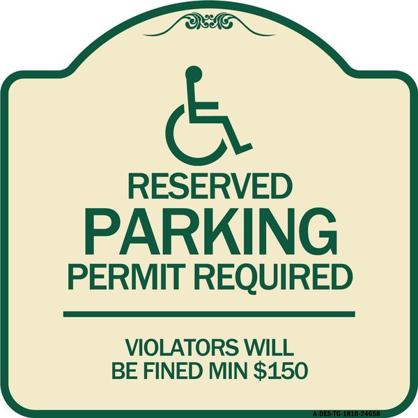 Signmission Connecticut Reserved Parking Permit Required Violators Fined Min $150 Alum, 18" x 18", TG-1818-24658 A-DES-TG-1818-24658